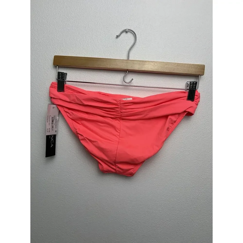 La Blanca Bikini Bottoms Womens 4 Pink Coral Fold Over Hipster Swim NWT
